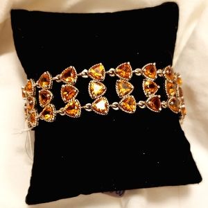 BONUS INC! Size 7 inch, Madeira Citrine Bracelet, 925 Silver, 35 grams, 22.7 tgw